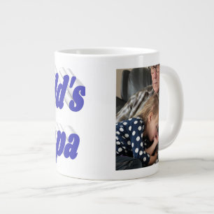 Papa photo with blue text  large coffee mug