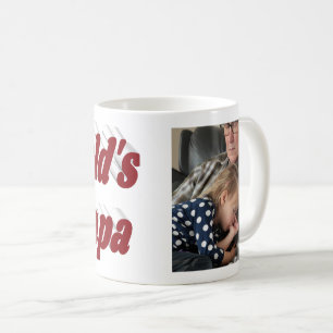 Papa photo with burgundy text coffee mug