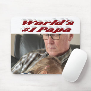 Papa photo with burgundy text mouse mat