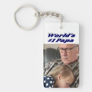 Papa photo with dark blue text    key ring