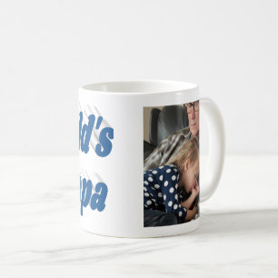 Papa photo with sea blue text coffee mug