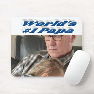 Papa photo with sea blue text mouse mat