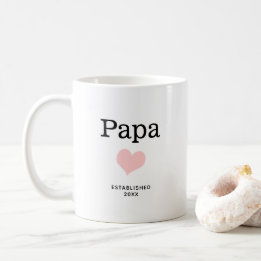 Papa, Pink Heart, Single Photo Custom Coffee Mug