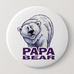 Papa Polar Bear 10 Cm Round Badge