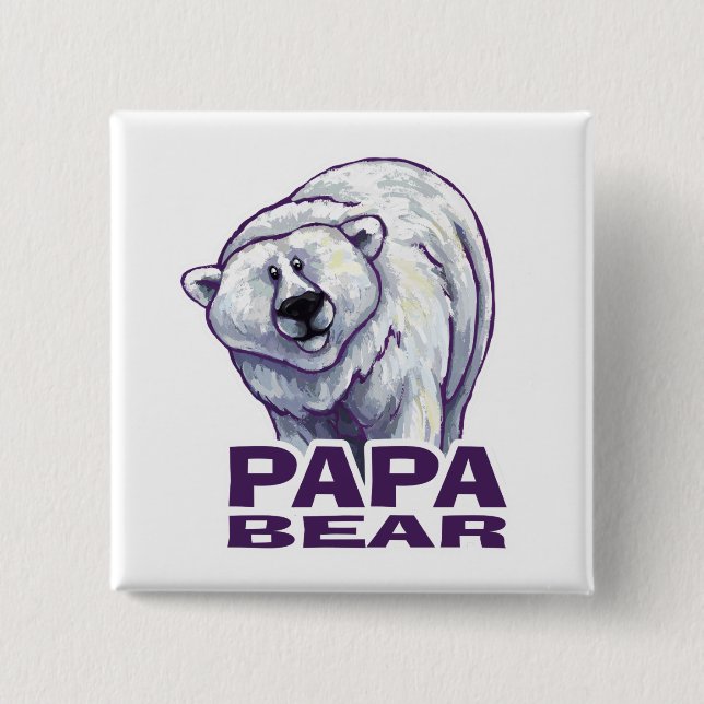 Papa Polar Bear 15 Cm Square Badge (Front)