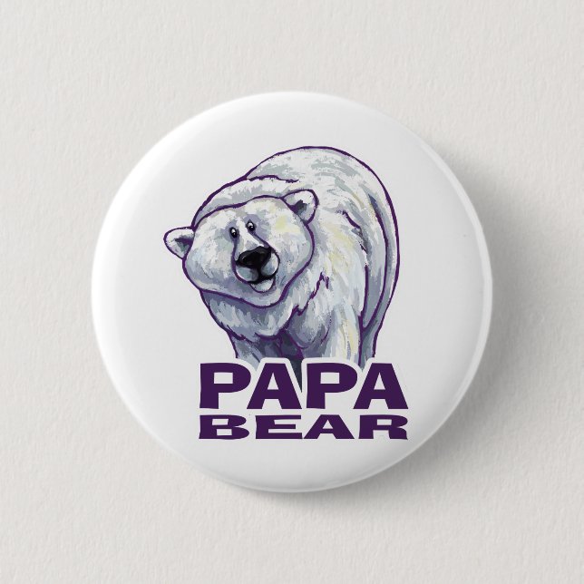 Papa Polar Bear 6 Cm Round Badge (Front)