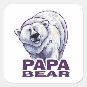 Papa Polar Bear Square Sticker