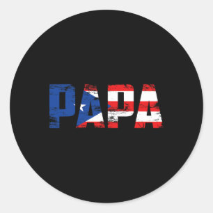 Papa Puerto Rico Flag Pride Fathers Day Puerto Ric Classic Round Sticker