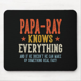 Papa-ray knows everything father's day retro mouse mat