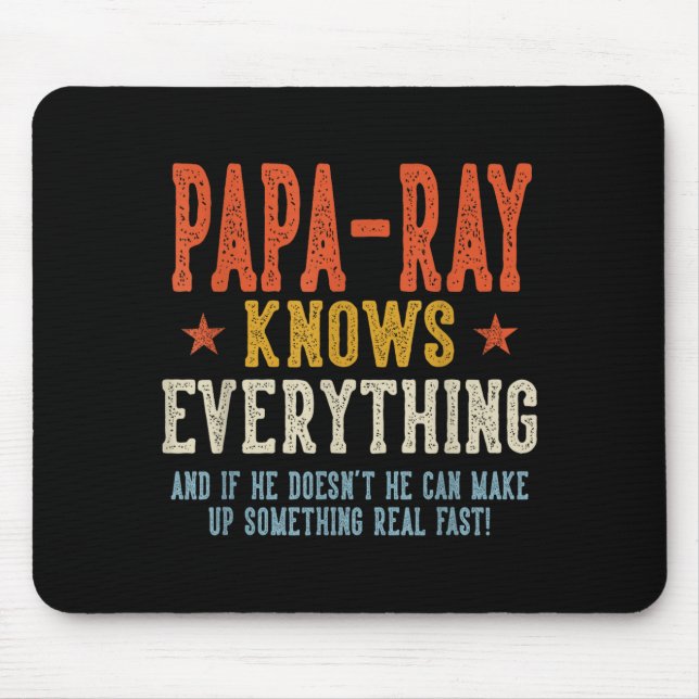 Papa-ray knows everything father's day retro mouse mat (Front)