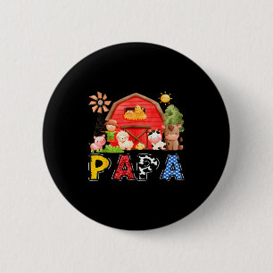 Papa Red Farm Cow Birthday Boy Matching Family Par 6 Cm Round Badge