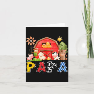 Papa Red Farm Cow Birthday Boy Matching Family Par Card