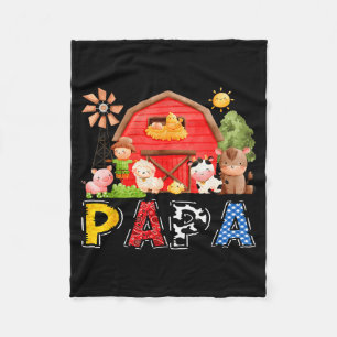 Papa Red Farm Cow Birthday Boy Matching Family Par Fleece Blanket