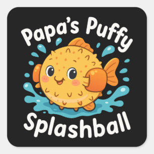 Papa’s Puffy Splashball Funny Water Fish Square Sticker