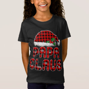 Papa Santa Claus red plaid funny family Christmas T-Shirt