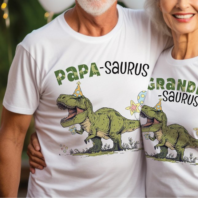 Papa-saurus Grandpa Dinosaur Kids Birthday Party T-Shirt (Cute Papa-saurus dinosaur theme kids birthday party matching family t-shirt, T-Rex, grandpa grandma)