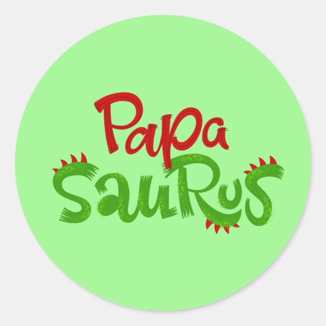 Papa Saurus Graphic Classic Round Sticker (Front)