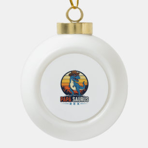 Papa Saurus Rex Cowboy Dinosaur Vintage Shirt_1 Ceramic Ball Christmas Ornament