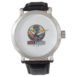 Papa Saurus Rex Cowboy Dinosaur Vintage Shirt_1 Watch