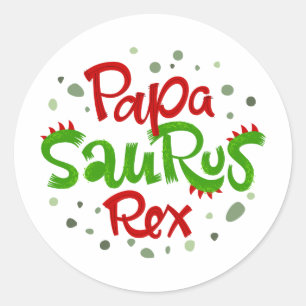 Papa Saurus Rex Graphic Classic Round Sticker
