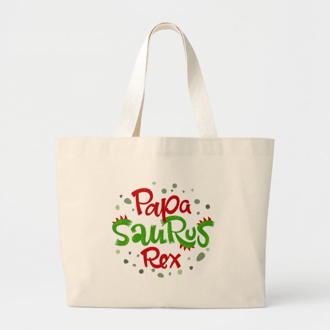Papa Saurus Rex Graphic Large Tote Bag (Front)
