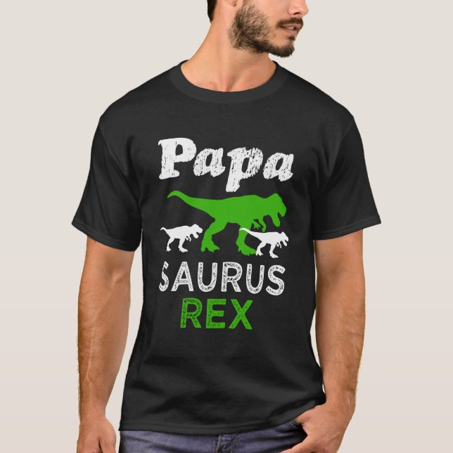 Papa Saurus Rex Shirt Mens Funny Grandpa T-shirt (Front)