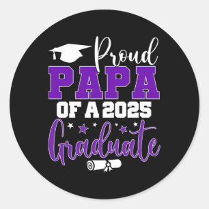 Papa Senior 2025 Proud Papa Of A Cl Of 2025 Gradua Classic Round Sticker