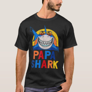 Papa Shark Retro Pyjamas Father Day Papa Shark T-Shirt