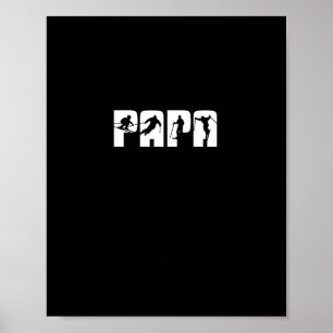 Papa Skier Skiing Dad Ski Cute Christmas Gift Poster