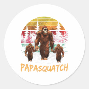 Papa Squatch Retro Bigfoot Dad Sasquatch Yeti Fath Classic Round Sticker