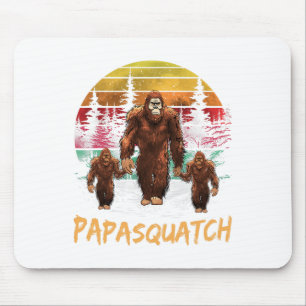 Papa Squatch Retro Bigfoot Dad Sasquatch Yeti Fath Mouse Mat