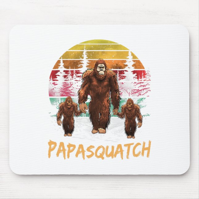 Papa Squatch Retro Bigfoot Dad Sasquatch Yeti Fath Mouse Mat (Front)