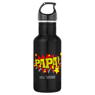Papa Superhero Comic Burst Cartoon 532 Ml Water Bottle