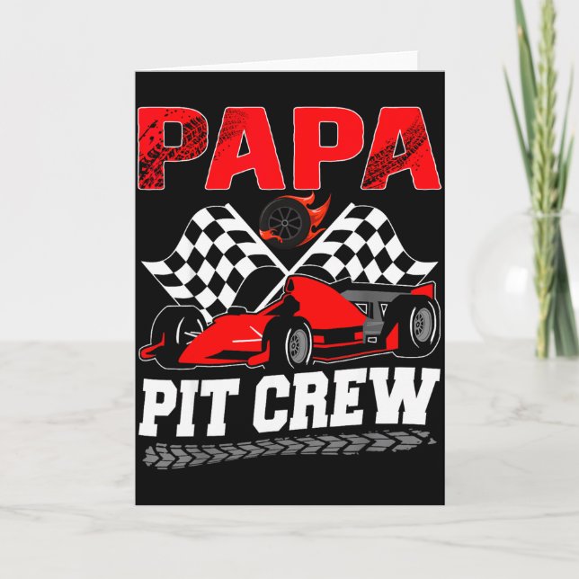Papa T Crew Racing Family Race Car Birthday Boy  Card (Front)