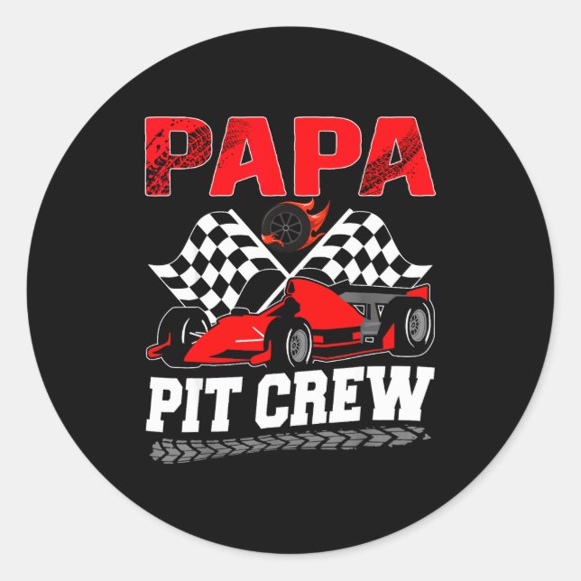 Papa T Crew Racing Family Race Car Birthday Boy  Classic Round Sticker (Front)