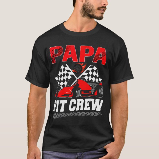 Papa T Crew Racing Family Race Car Birthday Boy  T-Shirt (Front)