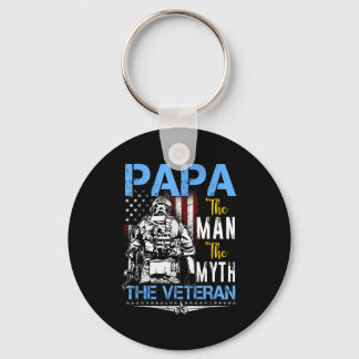 Papa the man myth veteran military - fathers dayPa Key Ring