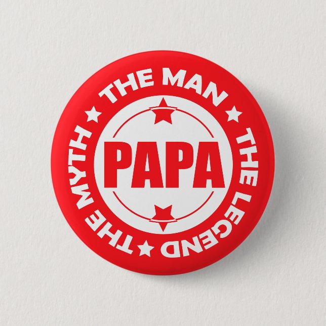 Papa. The Man. The Myth. The Legend. 6 Cm Round Badge (Front)