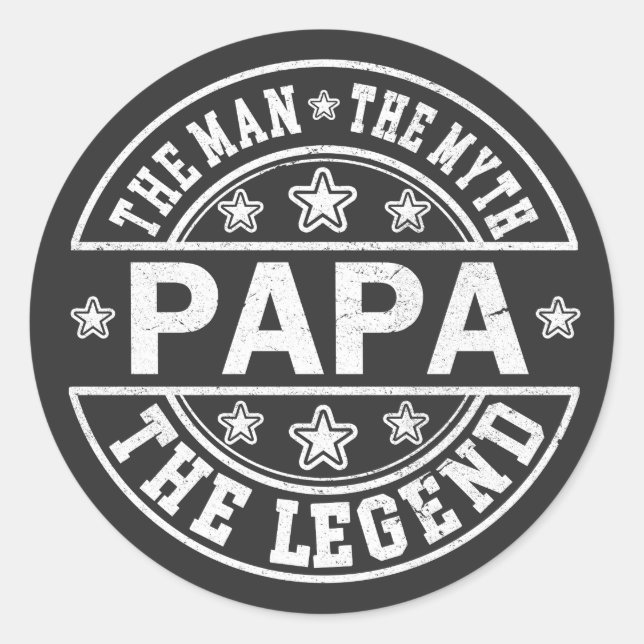 Papa The Man The Myth The Legend Father Day Classic Round Sticker (Front)