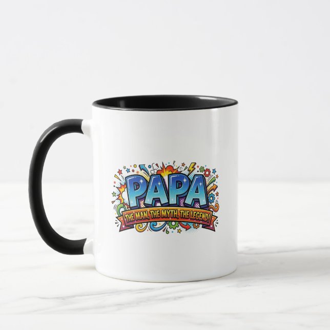 Papa The Man The Myth The Legend Funny Comic Mug (Left)