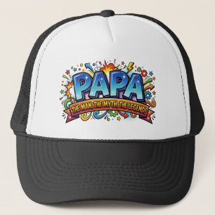 Papa The Man The Myth The Legend Funny Comic Retro Trucker Hat