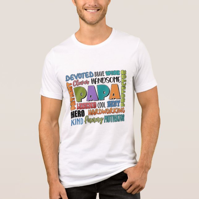 Papa — The Many Hats He Wears T-Shirt Tri-Blend Shirt (Front)