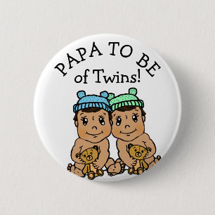 Papa to be of Twins, Hispanic Baby Shower 6 Cm Round Badge