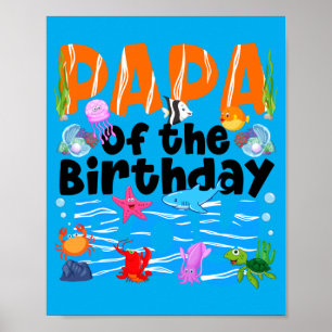 Papa Under Sea Birthday Party Boys Ocean Sea Poster