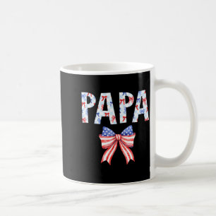 Papa US Flag Bow Birthday 4th of July Family Party Coffee Mug