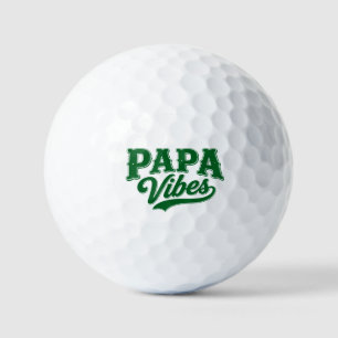Papa Vibes Green Retro Golf Ball Design