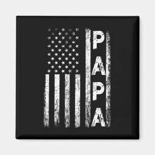 Papa Vintage American Flag Father's Day 4th Of Jul Magnet