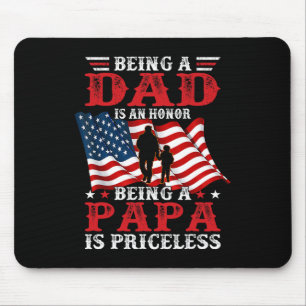 Papa Vintage American Flag Father's Day 4th Of Jul Mouse Mat