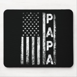 Papa Vintage American Flag Father's Day 4th Of Jul Mouse Mat