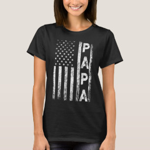 Papa Vintage American Flag Father's Day 4th Of Jul T-Shirt